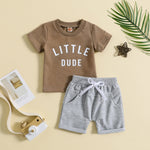 Children's Clothing Round Neck Letter Print Top Two-piece Set - Cindi Book