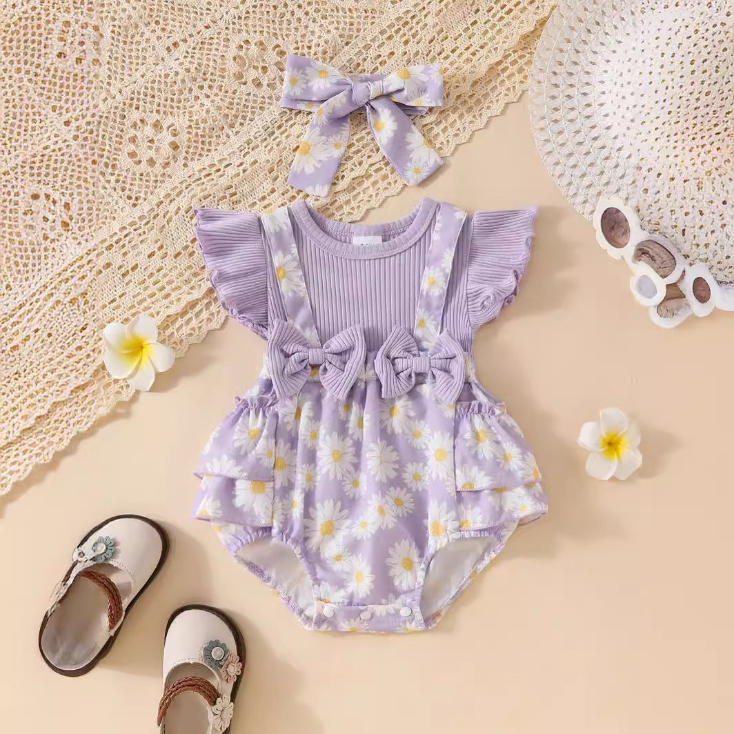 Candy Color Flower Print Pleated Cake Jumpsuit - Cindi Book