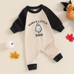 Letter Ghost Embroidery Color blocked Long sleeved Cartoon Cute jumpsuit Crawler - Cindi Book