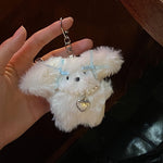 Niche Girl Heart Ribbon Pearl Bow Bunny Keychain Plush Pendant - Cindi Book