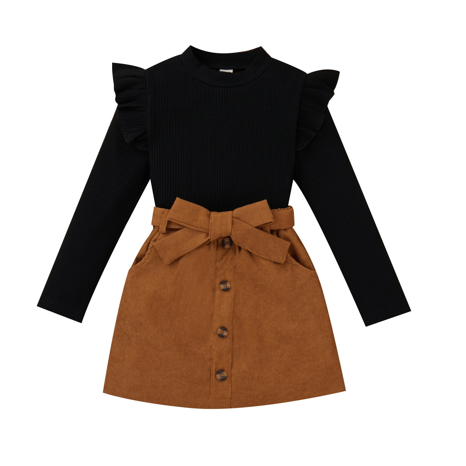 Medium And Large Children Sunken Stripe Corduroy Skirt Outfit - Cindi Book