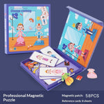 Magnetic Puzzle Featuring Characters In Various Professions And A Princess Dress-up Set - Cindi Book