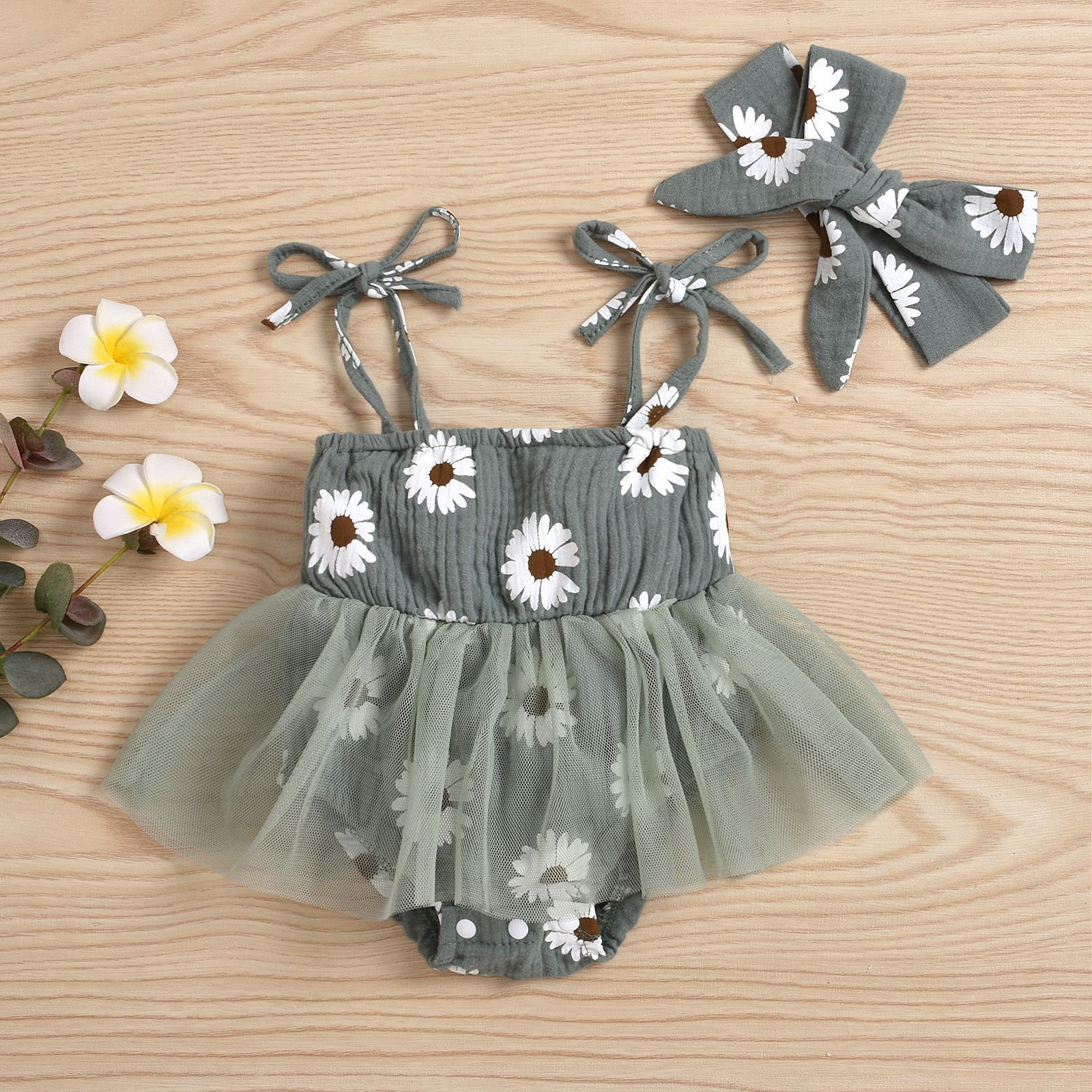 Infant Lace-up Mesh Triangle Romper Daisy - Cindi Book