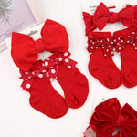 Baby Bow Hair Band Socks Suit Children's Christmas Big Bow Socks Combination - Cindi Book