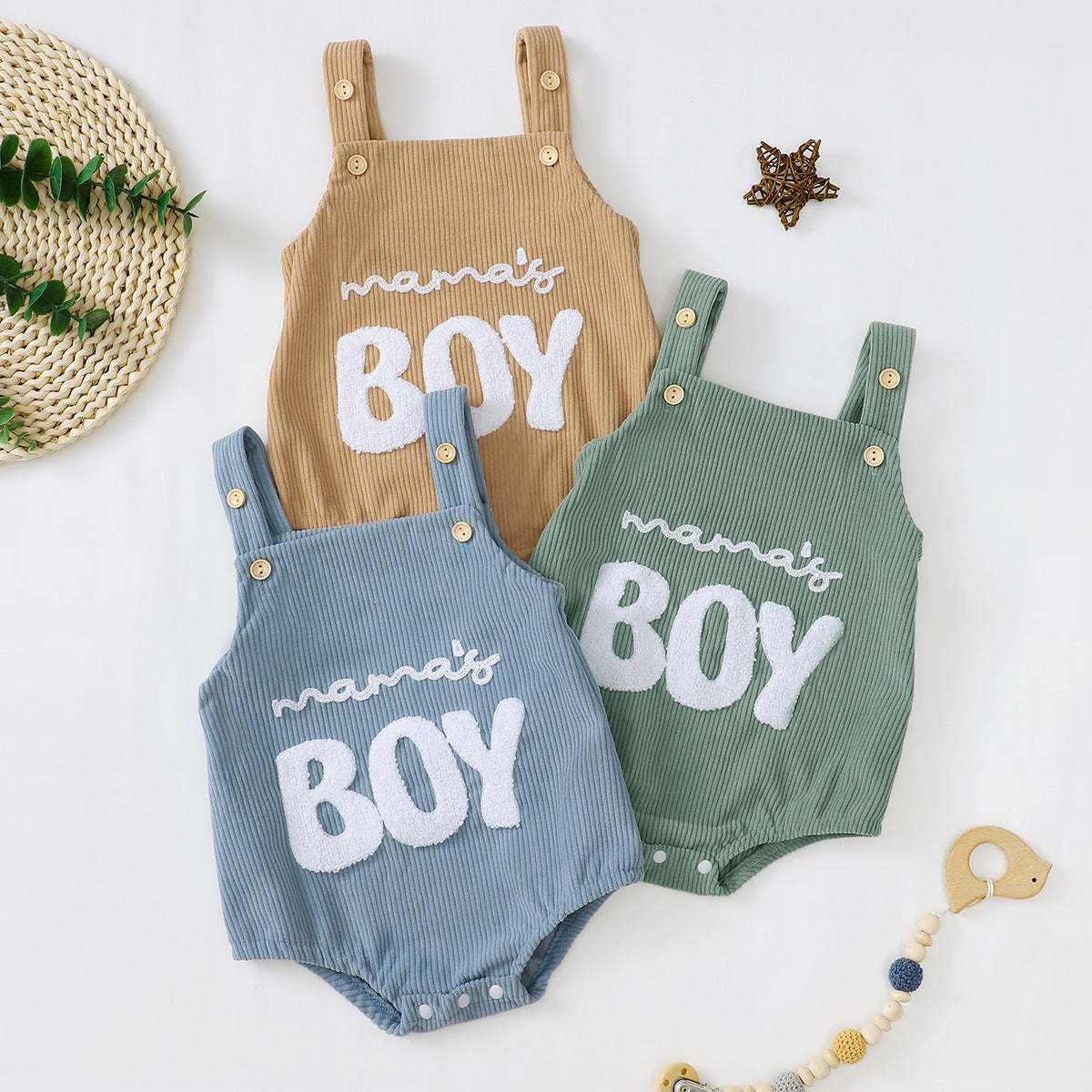 Male And Female Baby Corduroy Suspender Towel Embroidery - Cindi Book