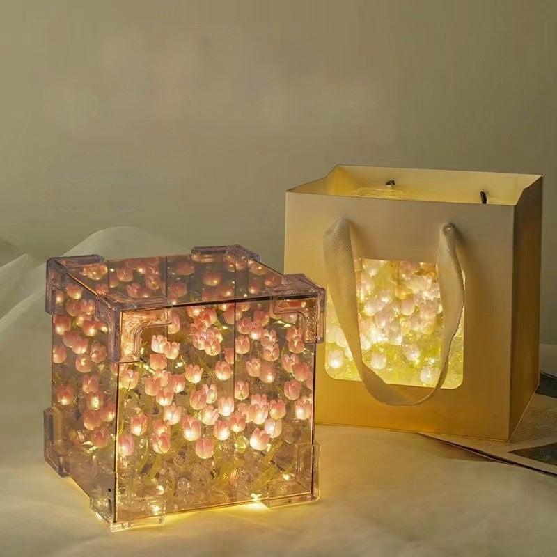 Tulip Flower Sea Small Night Lamp Handmade Diy Material Package - Cindi Book