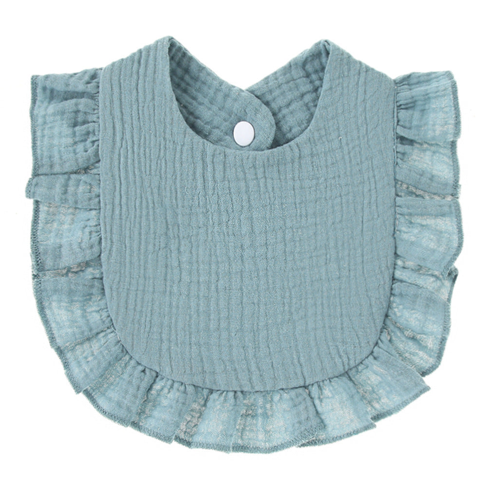 Ruffled Cotton Gauze Lace Bib Saliva Pocket - Cindi Book