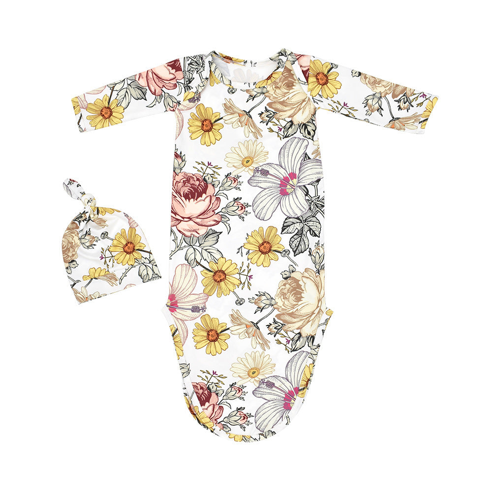 Newborn Knotted Nightgown Baby Sleeping Bag Print - Cindi Book