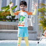 Boy Cartoon Split Long-sleeved Long Trousers Quick-drying Swimwear - Cindi Book