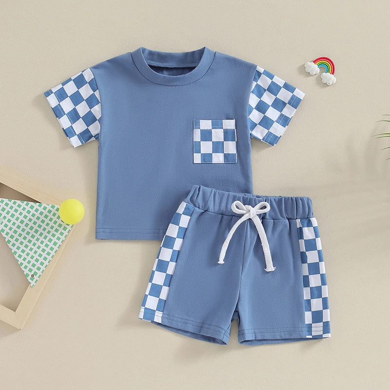 Women's Casual Plaid Pocket Short Sleeve Suit - Cindi Book