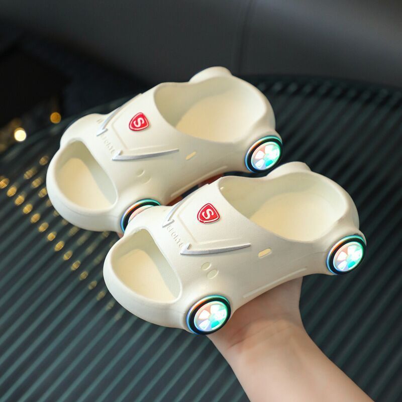 Kids Glowing Slippers Cartoon Car Sandals Children Sandals Anti Slip Boys Girls Luminous Slippers Summer Beach Shoes - Cindi Book