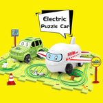Children Puzzle Electric Railroad Speeder DIY Assembly Electric Car Automatic Rail City Scene Construction Education Toy Gift - Cindi Book