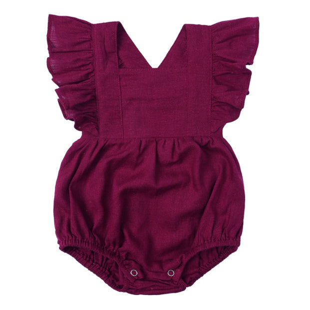 Baby Cotton And Linen Summer Strap One Piece Suit - Cindi Book