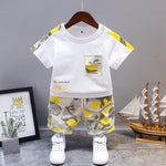 Summer Letter Lapel Short Sleeve Two-piece Suit - Cindi Book
