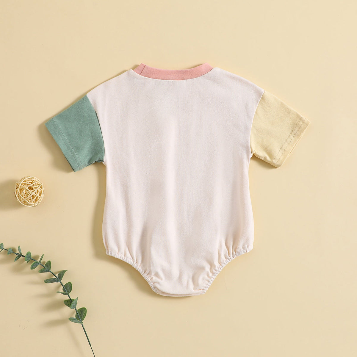 Baby Solid Color Stitching Romper Short Sleeve - Cindi Book
