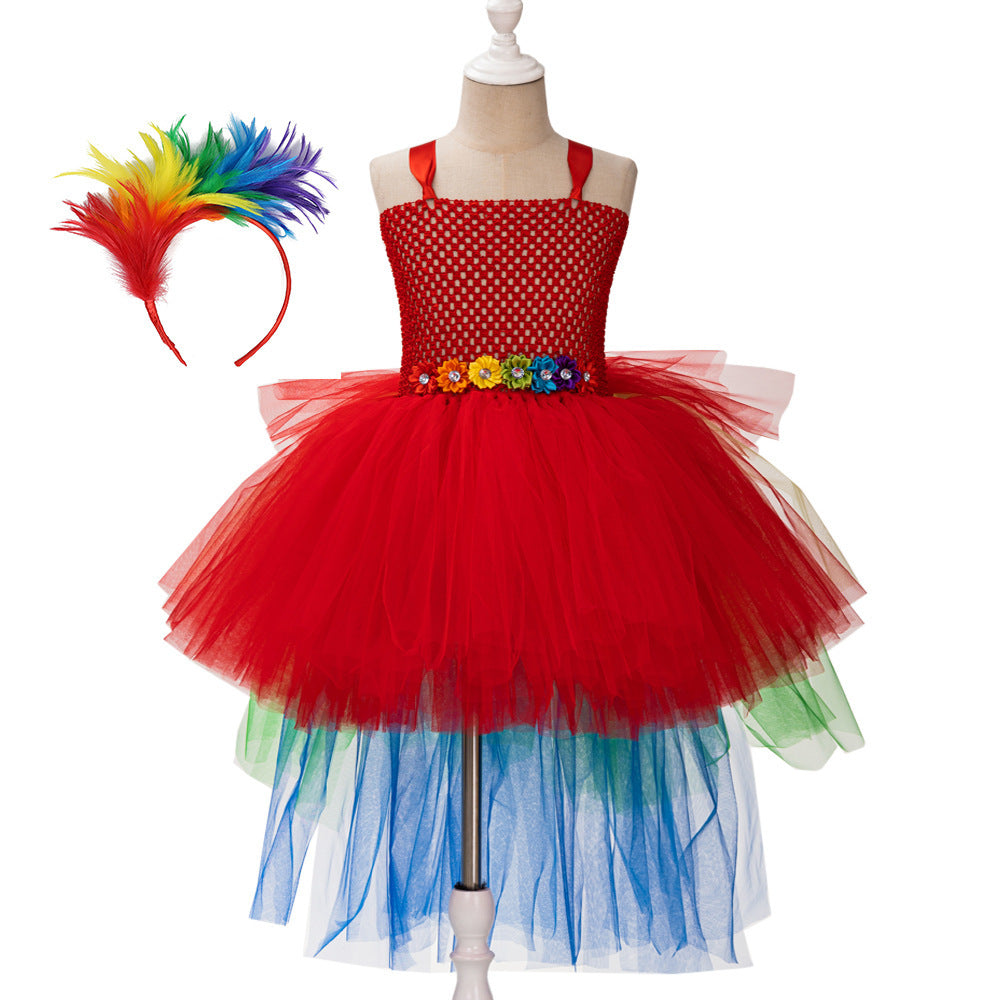 Children's Trailing Parrot Dress Birthday Dress Catwalk Ball - Cindi Book