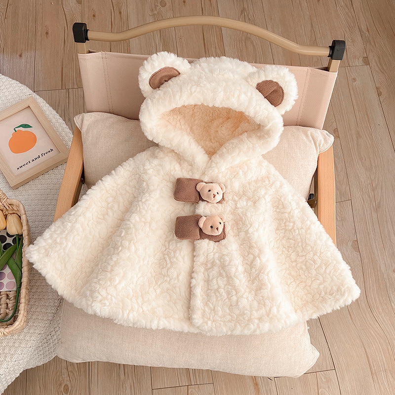 Infant Velvet Cotton Outfit Keep Warm and Windproof in Winter Cape Coat