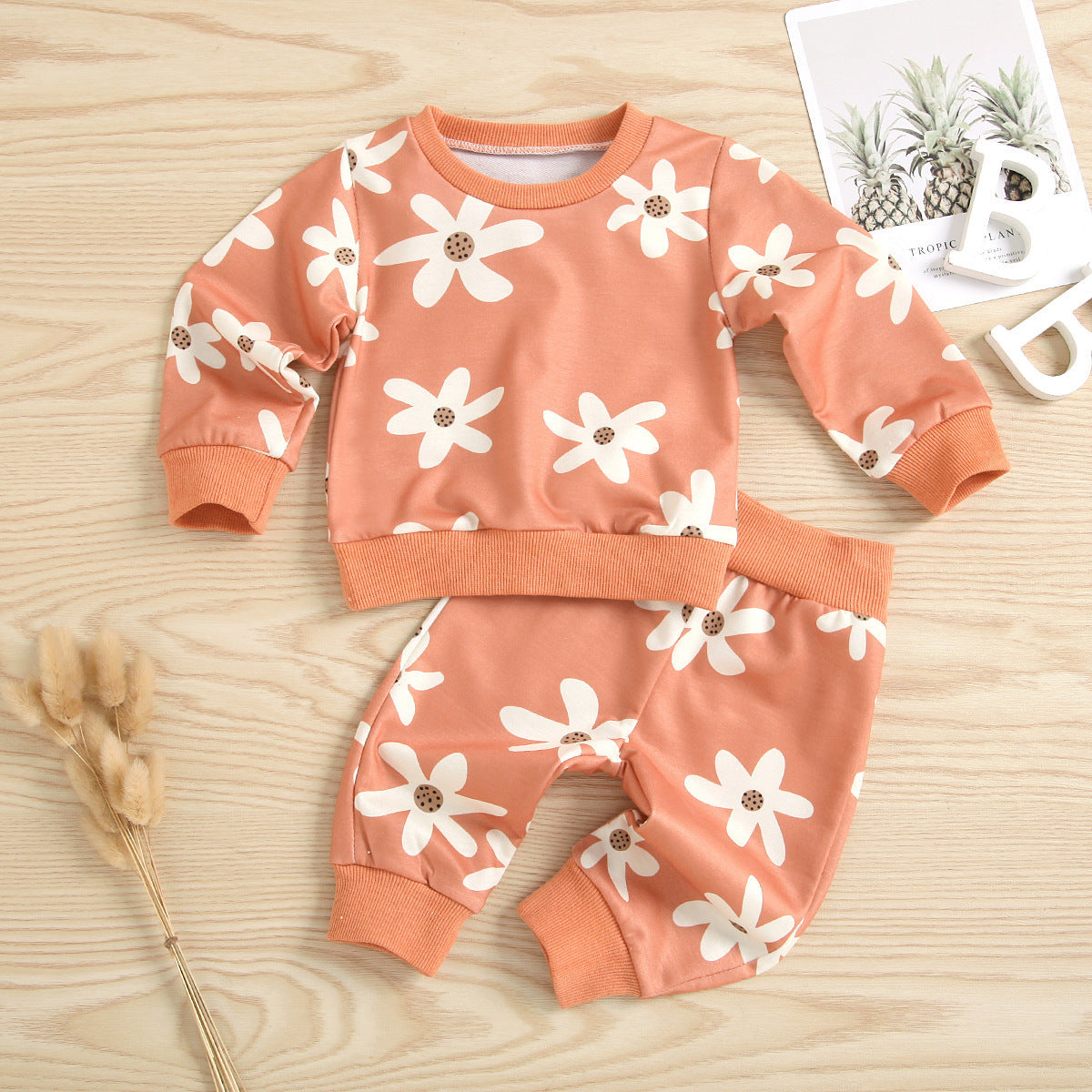 Infant Dark Orange Printing Beige Suit - Cindi Book