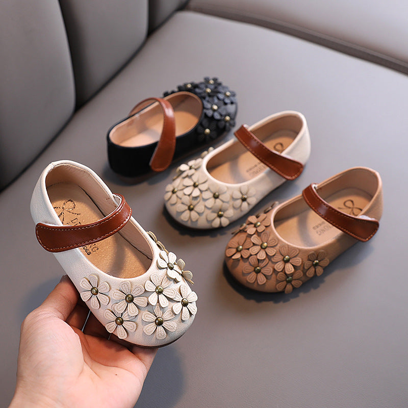 Girls' Small Leather Shoes, Female Babies, Flower Single Shoes, Soft Soles, Little Girls - Cindi Book
