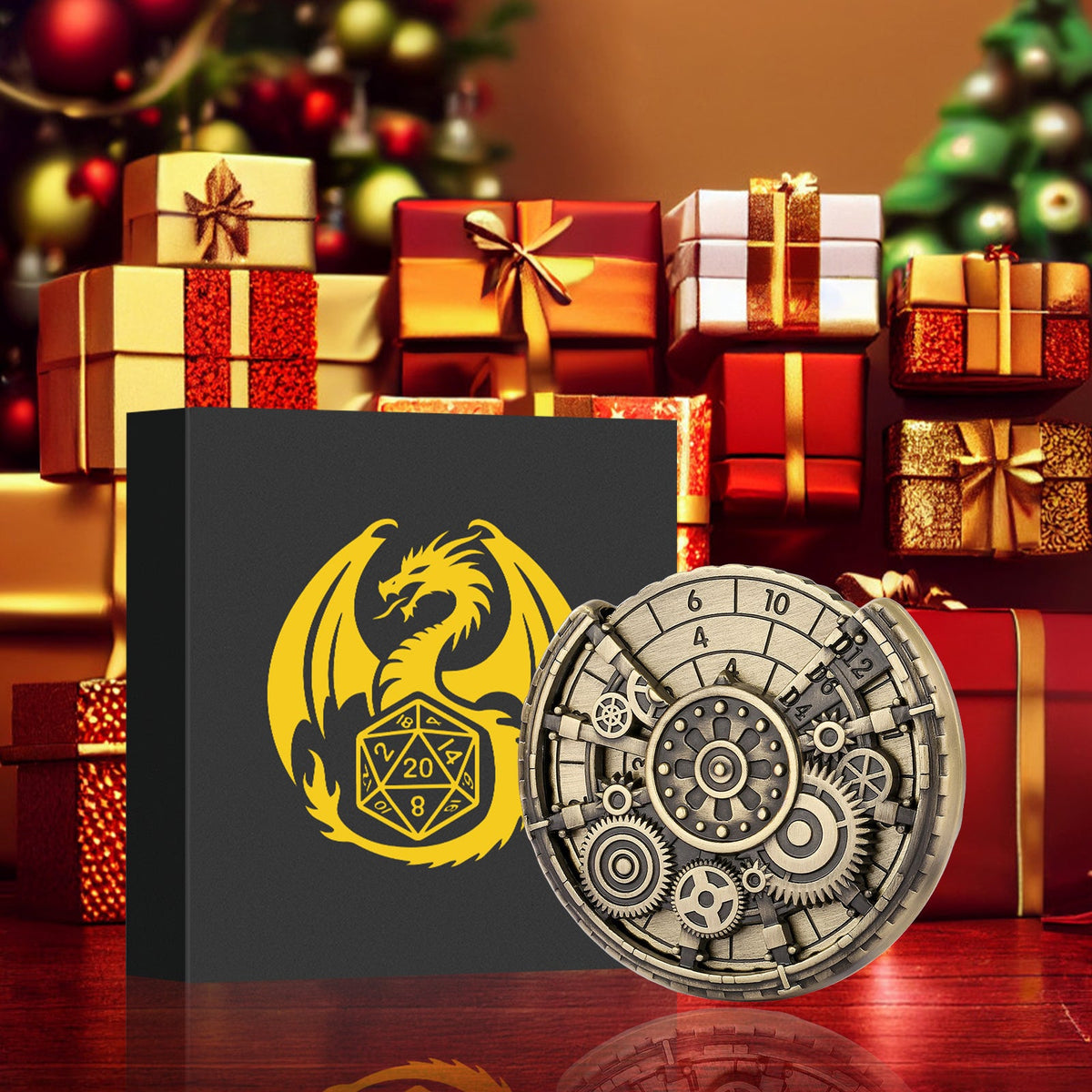 Private Model Time Gear Fingertip Gyroscope Retro Wheel DND Dice Gift Box Set, Role Playing Game Dice On The Table - Cindi Book