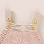 Ins Hot Fall New Baby Sunflower Embroidered Straps Knitted Jumpsuit - Cindi Book