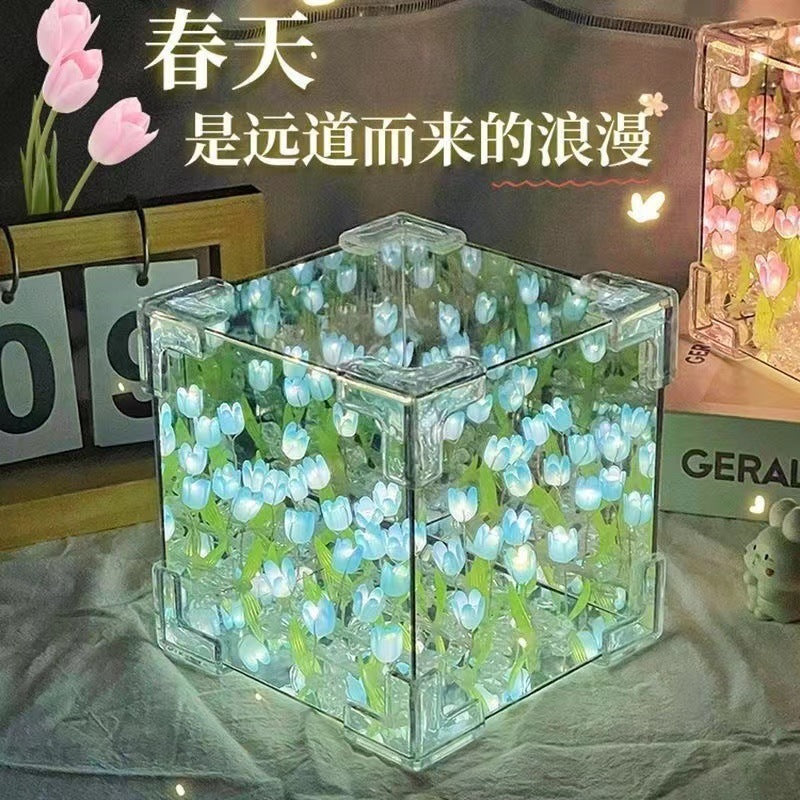 Tulip Flower Sea Small Night Lamp Handmade Diy Material Package - Cindi Book