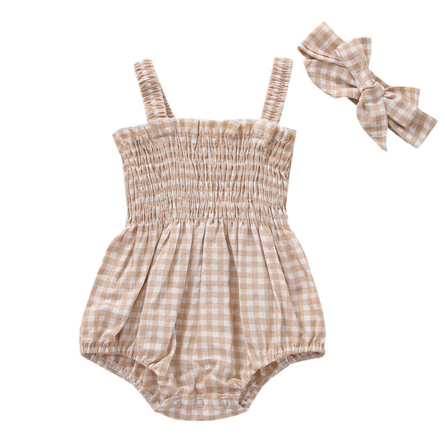 Infant Baby Girls 2Pcs Summer Outfits, Sleeveless Frill Smoc - Cindi Book