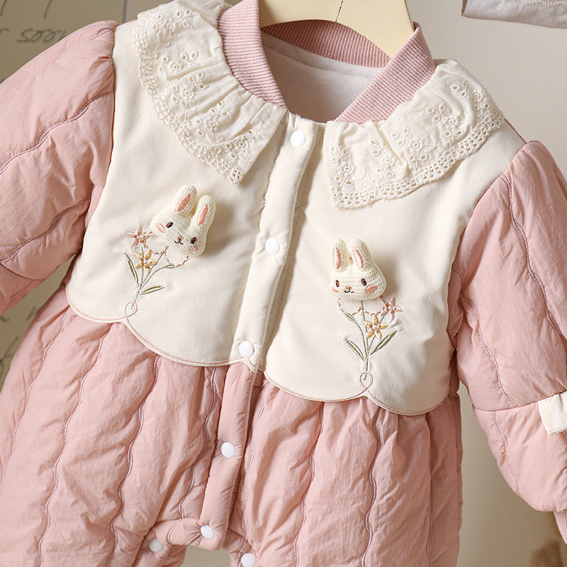 Baby Girl Autumn And Winter New Cute Princess Thin Cotton Romper Girl Romper Outwear - Cindi Book