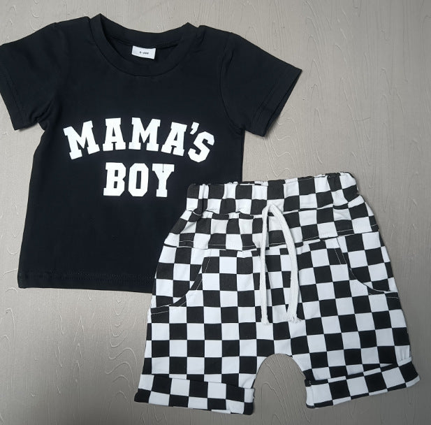 Round Neck Short Sleeve Plaid Shorts Two-piece Set - Cindi Book