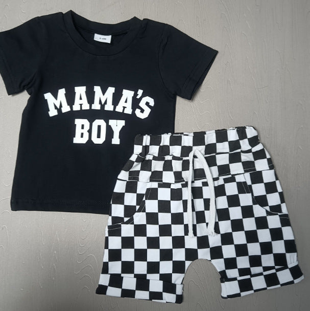 Round Neck Short Sleeve Plaid Shorts Two-piece Set - Cindi Book