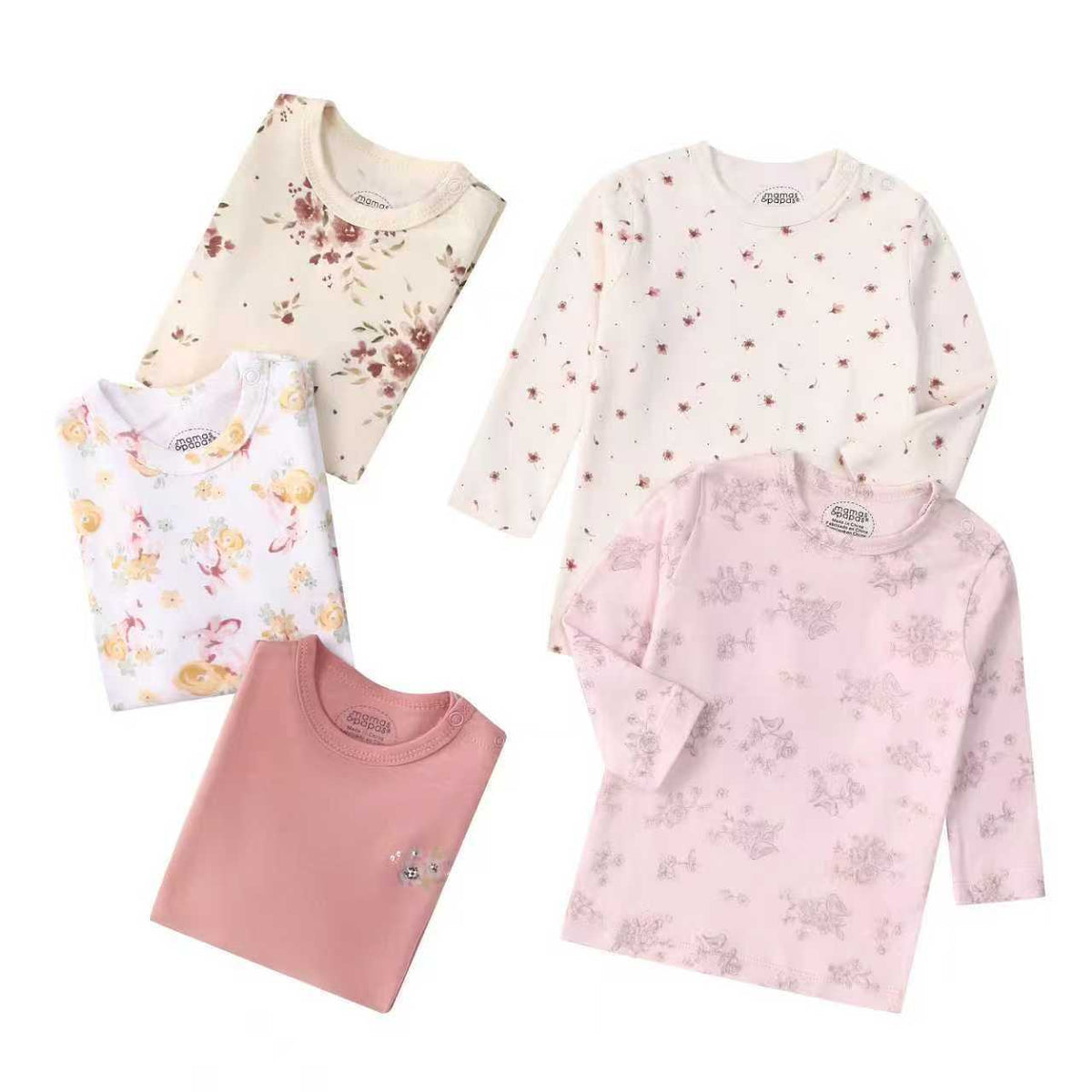 Autumn Children's Cartoon Printed Home Long-sleeved Top T-shirt Mixed Color Five Pieces - Cindi Book