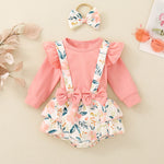 Infant Baby Girl Shoulder Strap Princess Dress Multi-color Long-sleeved Triangle Romper - Cindi Book