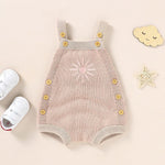 Ins Hot Fall New Baby Sunflower Embroidered Straps Knitted Jumpsuit - Cindi Book