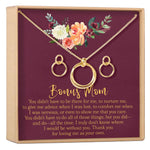 Bonus Mom Linked Circles Earring and Necklace Jewelry Set
