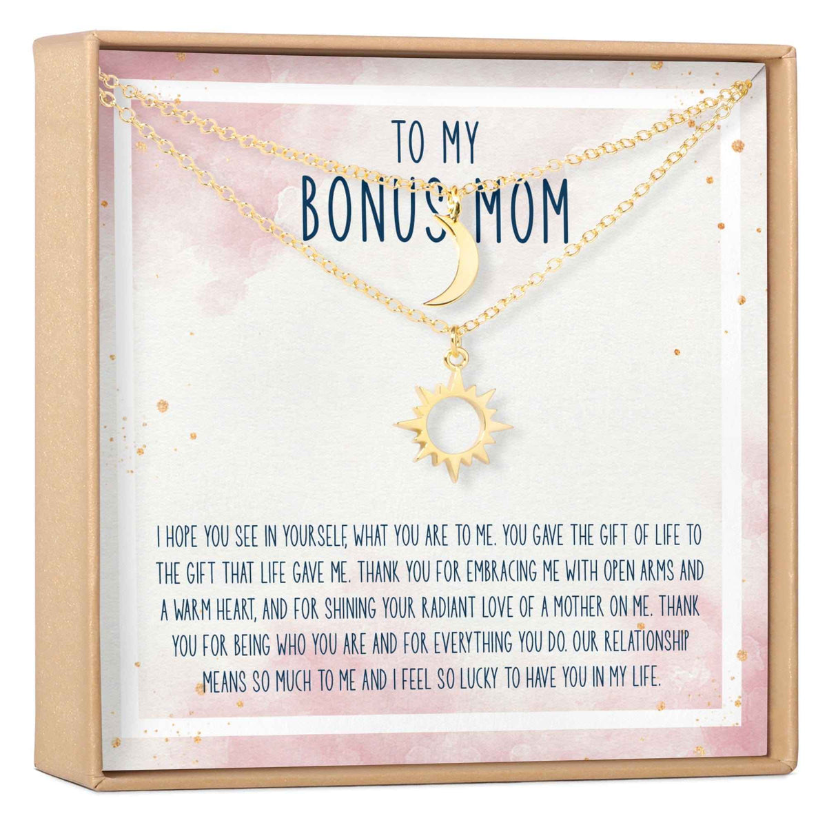 Bonus Mom Sun and Moon Pendants Necklace Set