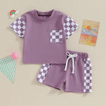 Women's Casual Plaid Pocket Short Sleeve Suit - Cindi Book