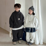 Winter Clothes For Boys And Girls Korean-style Labeling Half Zipper Two-piece Set - Cindi Book
