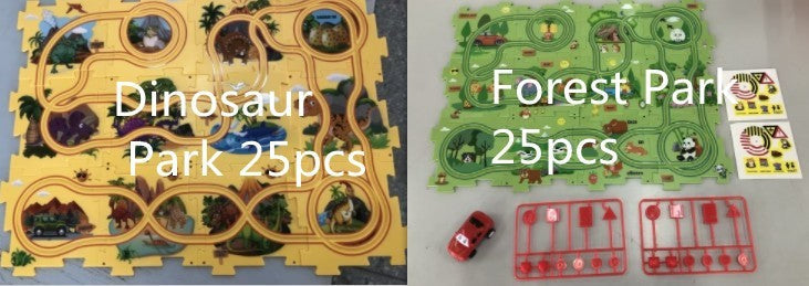 Children Puzzle Electric Railroad Speeder DIY Assembly Electric Car Automatic Rail City Scene Construction Education Toy Gift - Cindi Book