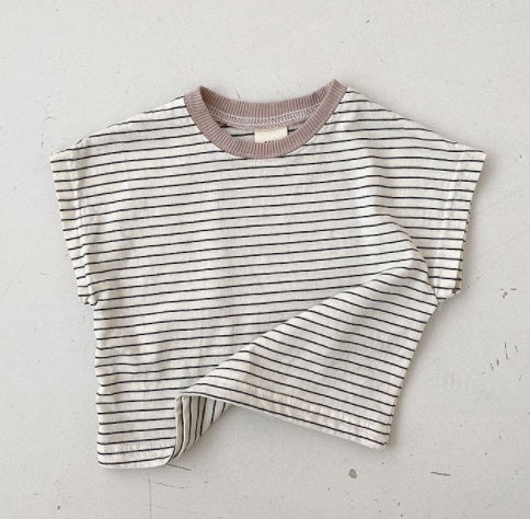 Korean Style Baby Casual Striped Short-sleeved T-shirt - Cindi Book