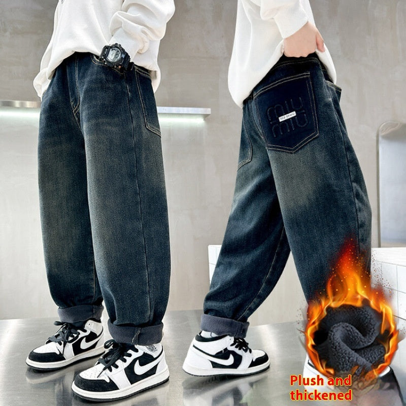 Korean Style Big Children Thick Warm Pants - Cindi Book