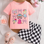 New Children's Cute Sweet T-shirt Shorts Two-piece Set - Cindi Book