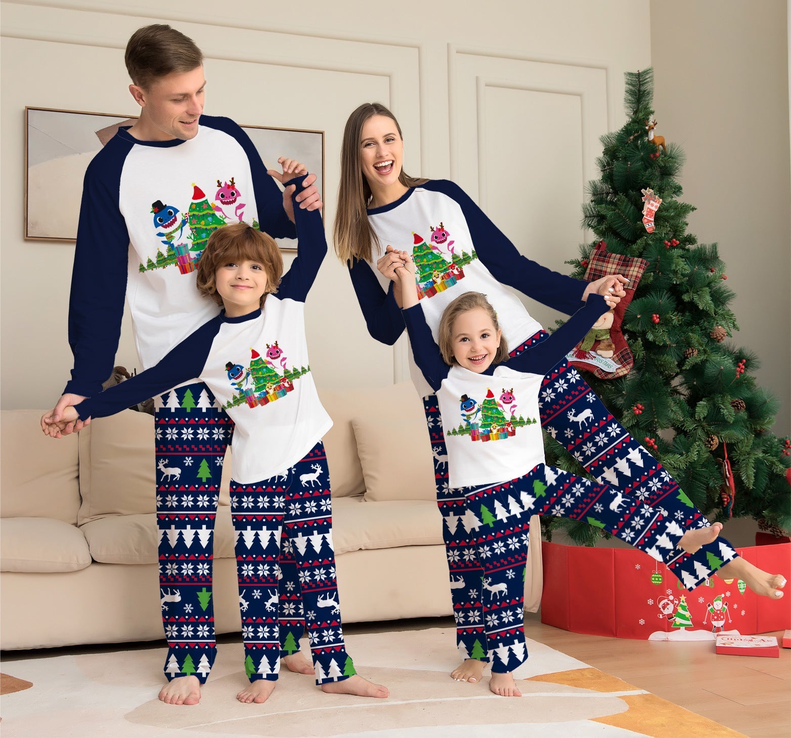 Family Matching Christmas Pajamas Set Xmas Long Sleeve Sleepwear Nightwear For Couples Kids Baby - Cindi Book