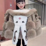 Fleece-lined Padded Faux Fur Coat For Little Girls - Cindi Book