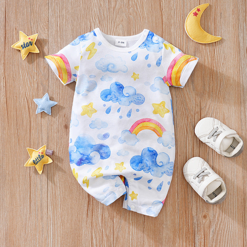 Baby Girl Summer Outfit Short-Sleeve Baby Jumpsuit