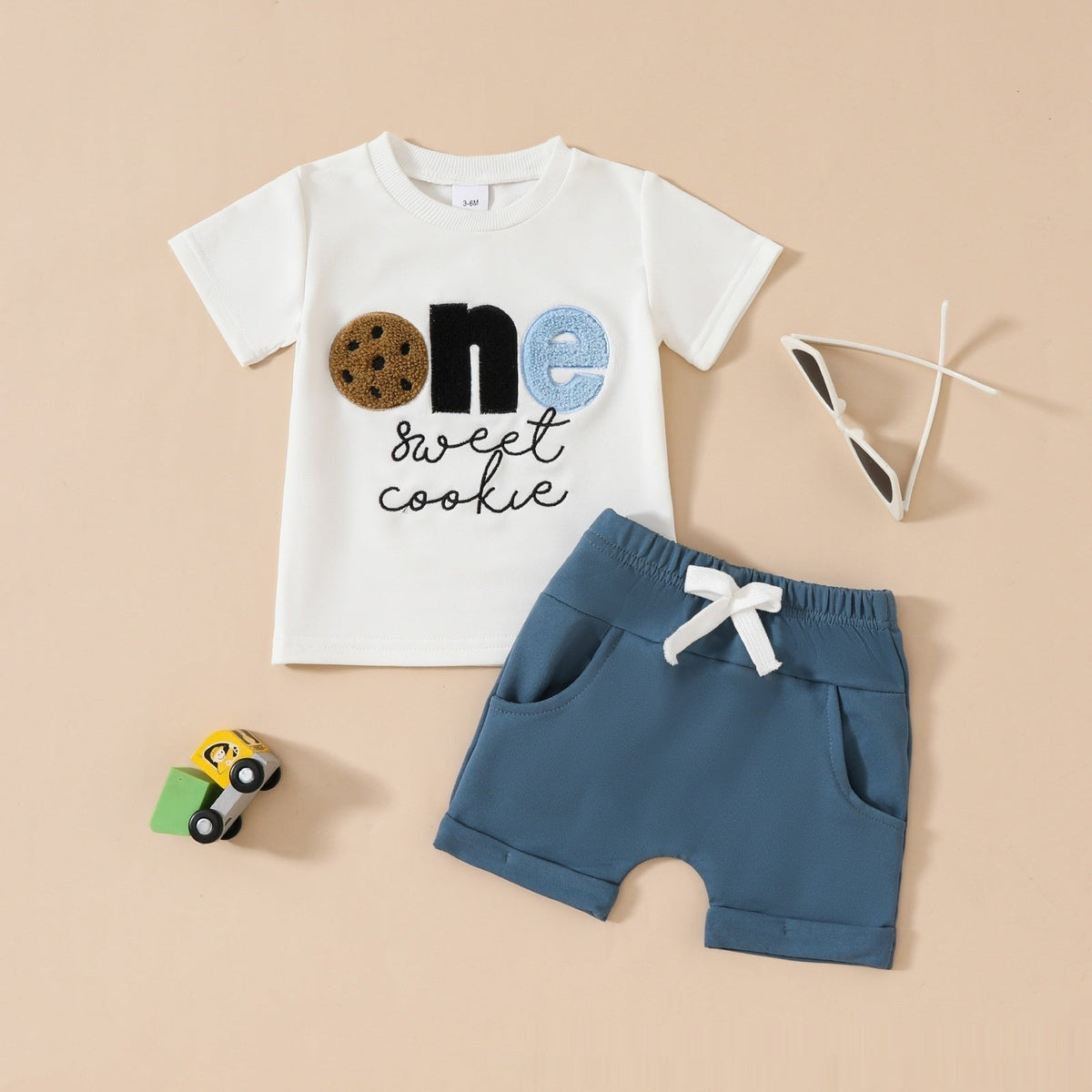 Baby Boys' Embroidered Pullover Short-sleeved Clothes - Cindi Book