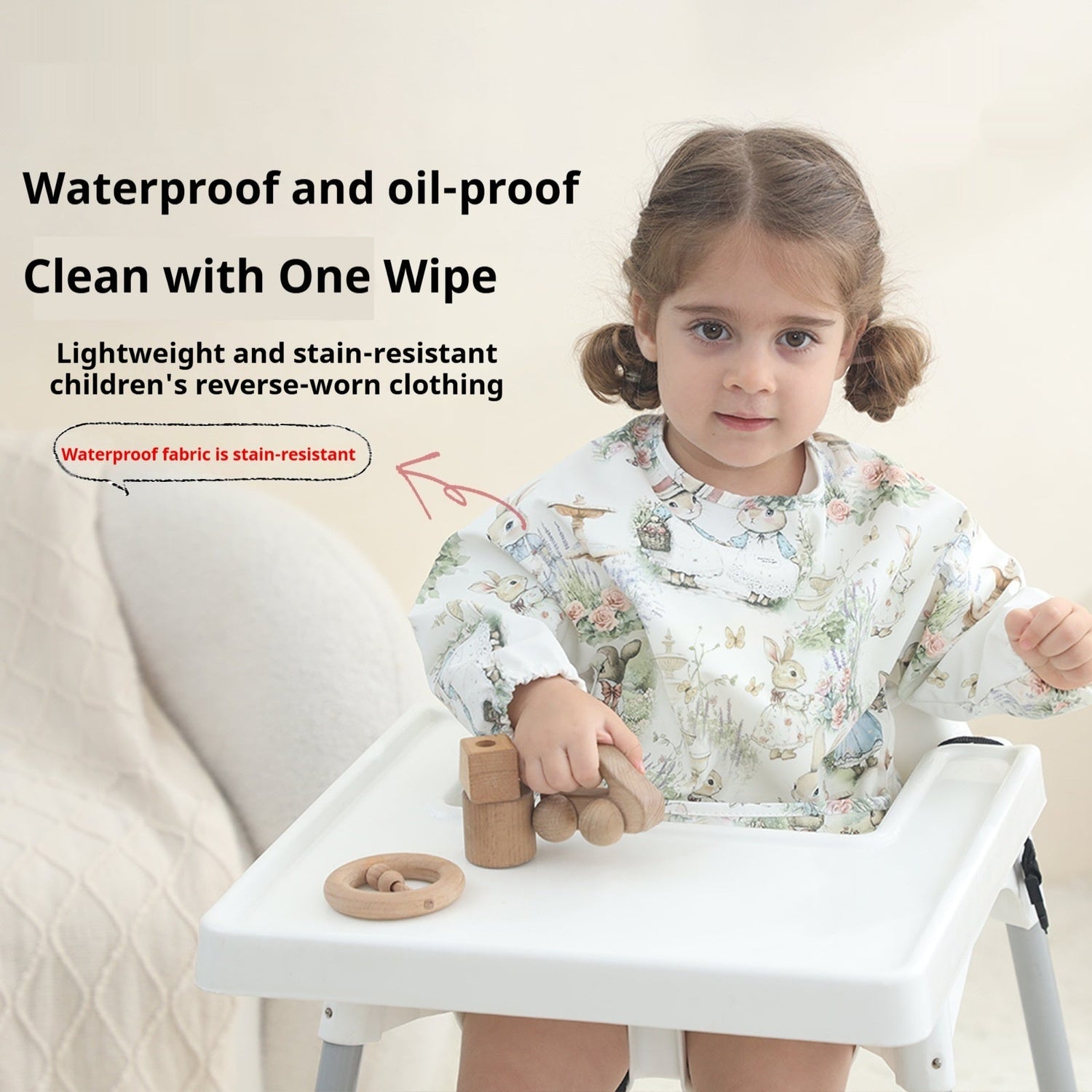 Children's Gown Waterproof Ide-Out Bib