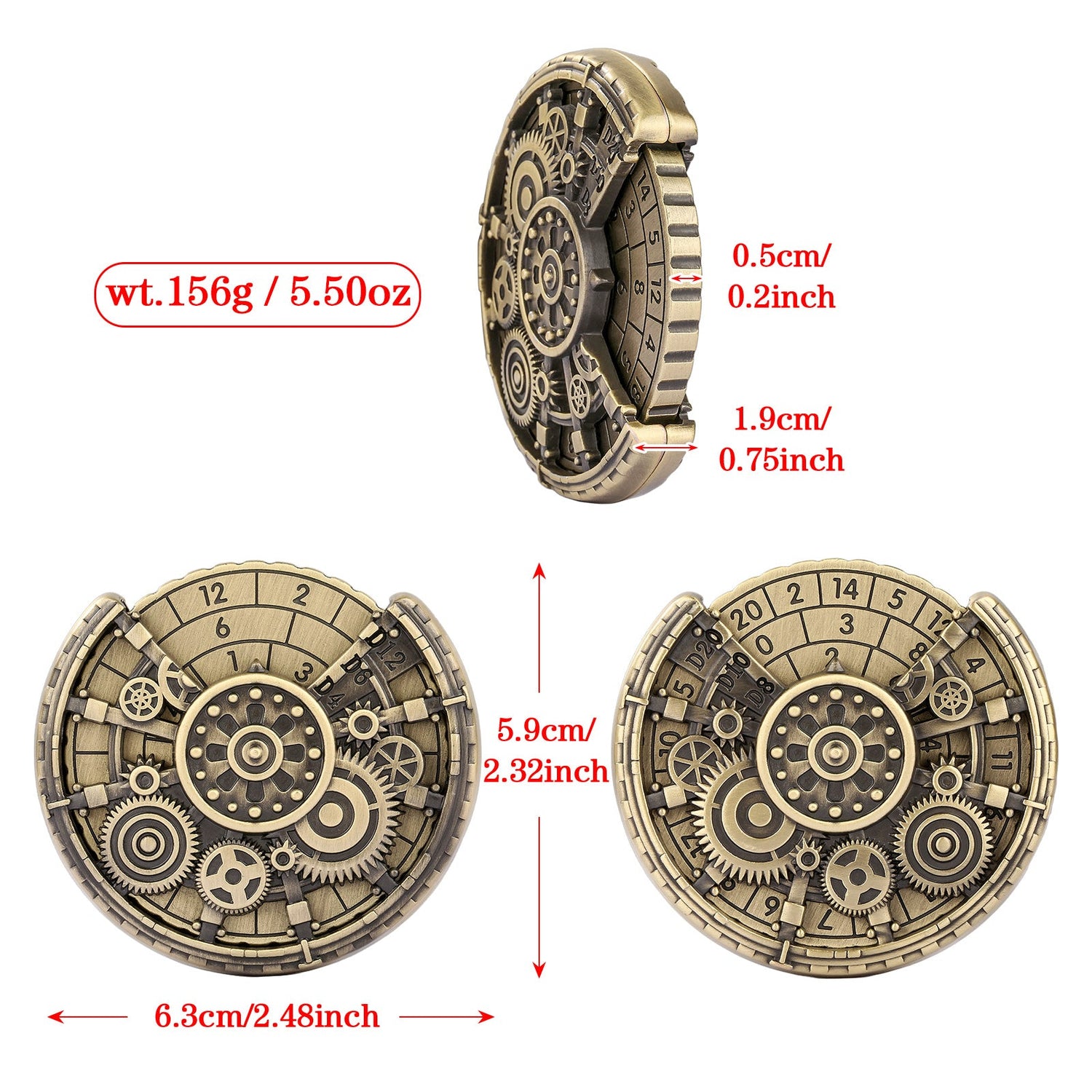 Private Model Time Gear Fingertip Gyroscope Retro Wheel DND Dice Gift Box Set, Role Playing Game Dice On The Table - Cindi Book