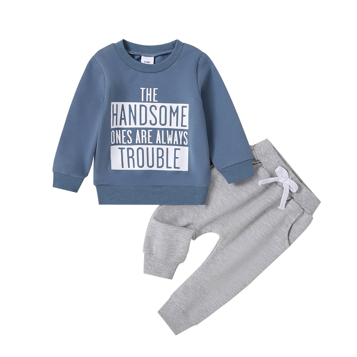 Casual Round Neck Letter Print Sweater Trousers Suit - Cindi Book