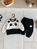 New Long Sleeve Round Neck Western Style Panda Sweater Pants Suit - Cindi Book