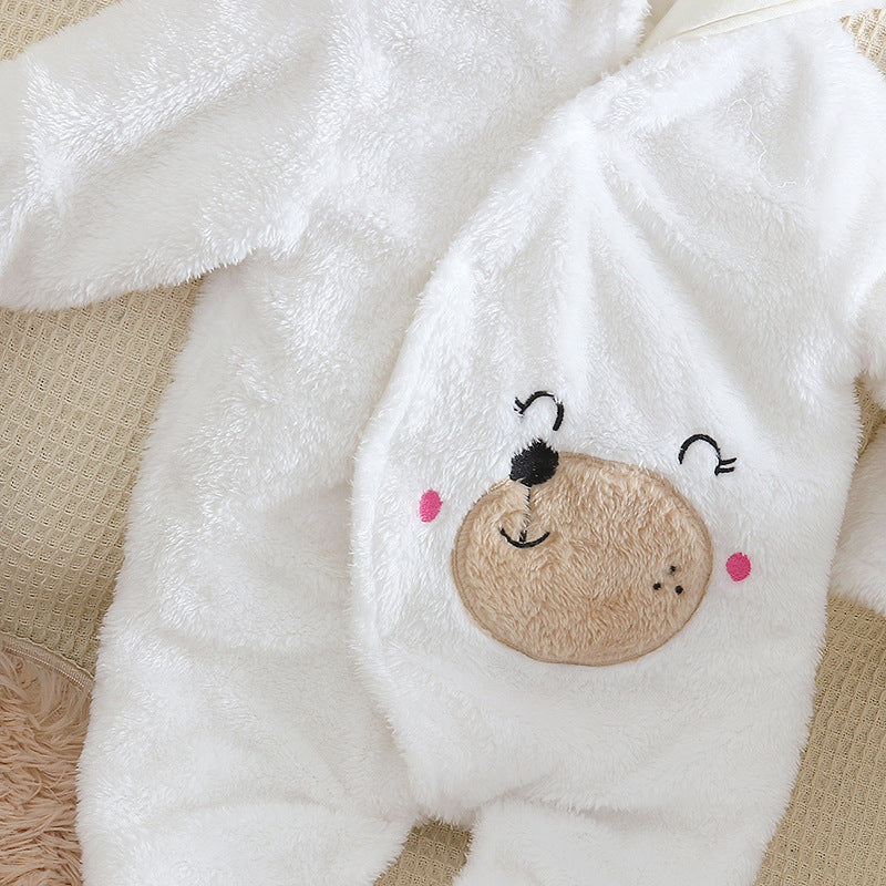 Cartoon Bear Velvet Romper Thickened Jumpsuit Romper Trend Version